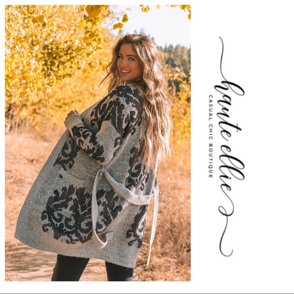 Gray Black Midnight Solstice Belted Cardigan - Picture 5 of 9